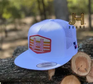 2020 Jobes Hats Trucker - All White Sunset JH patch