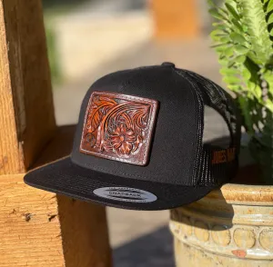 2022 Jobes Leather Patch Trucker - All Black Rust Leather patch (Limited Edition)