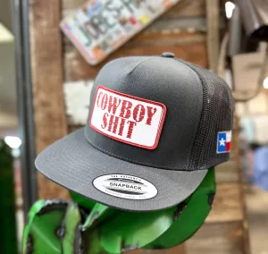 2023 Jobes Hats Trucker - All Grey “Cowboy Shit” white patch