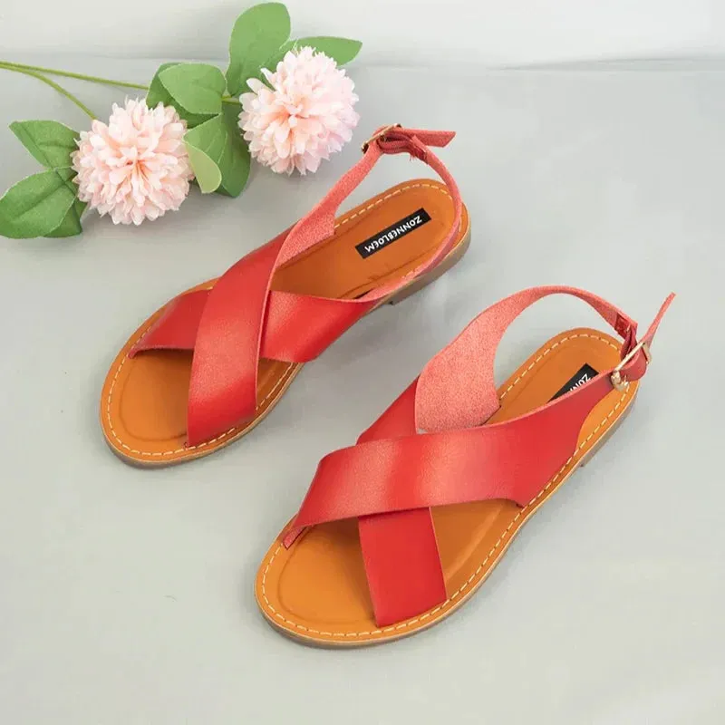 AMOZAE- - Fashionable Leather Sandals Summer Design for Women