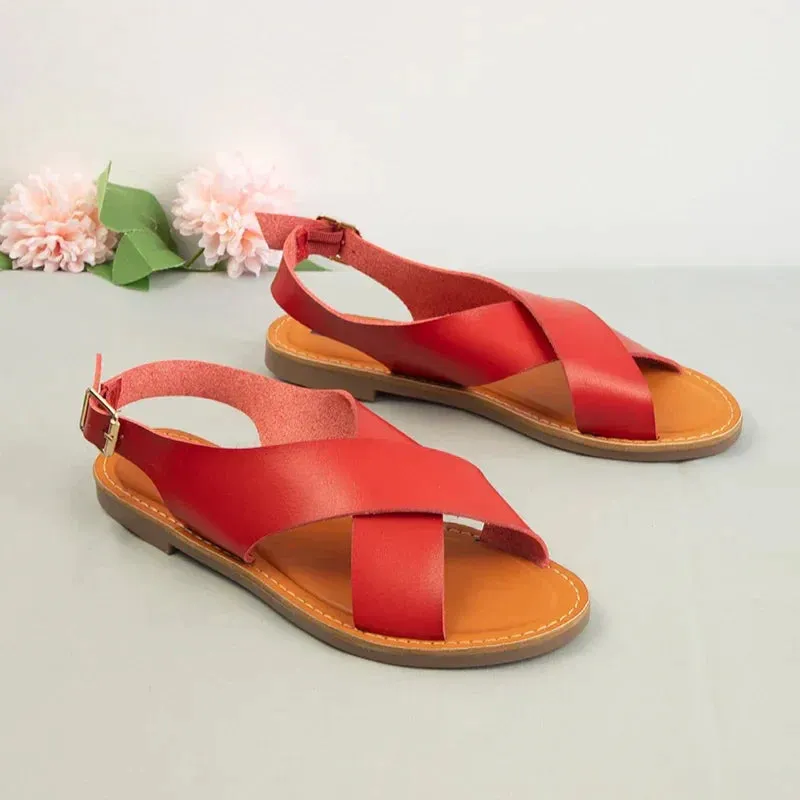 AMOZAE- - Fashionable Leather Sandals Summer Design for Women