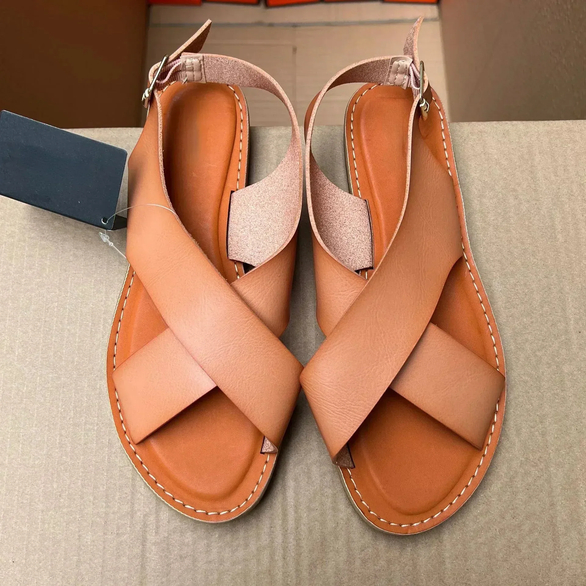 AMOZAE- - Fashionable Leather Sandals Summer Design for Women