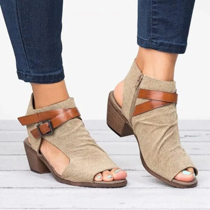 Amozae-  Women Shoes Ladies Gladiator Women Flat Denim Sandal Shoes Big Size 36-42 Summer Buckle Sandals Shoes Zapatillas Casa Zapatos