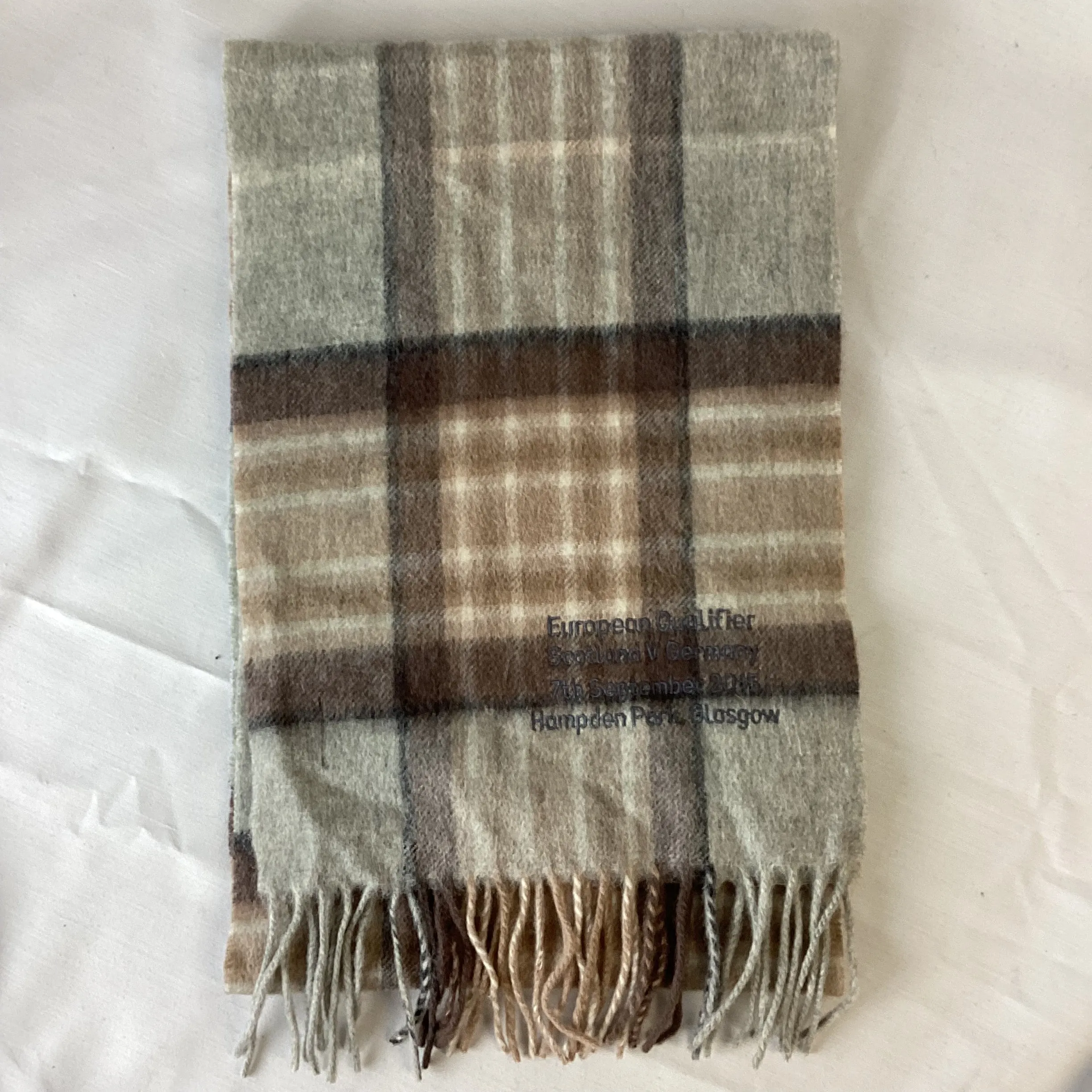 Ballantrae Scotland V Germany European Qualifier Brown Tartan 100% Lambswool Scarf