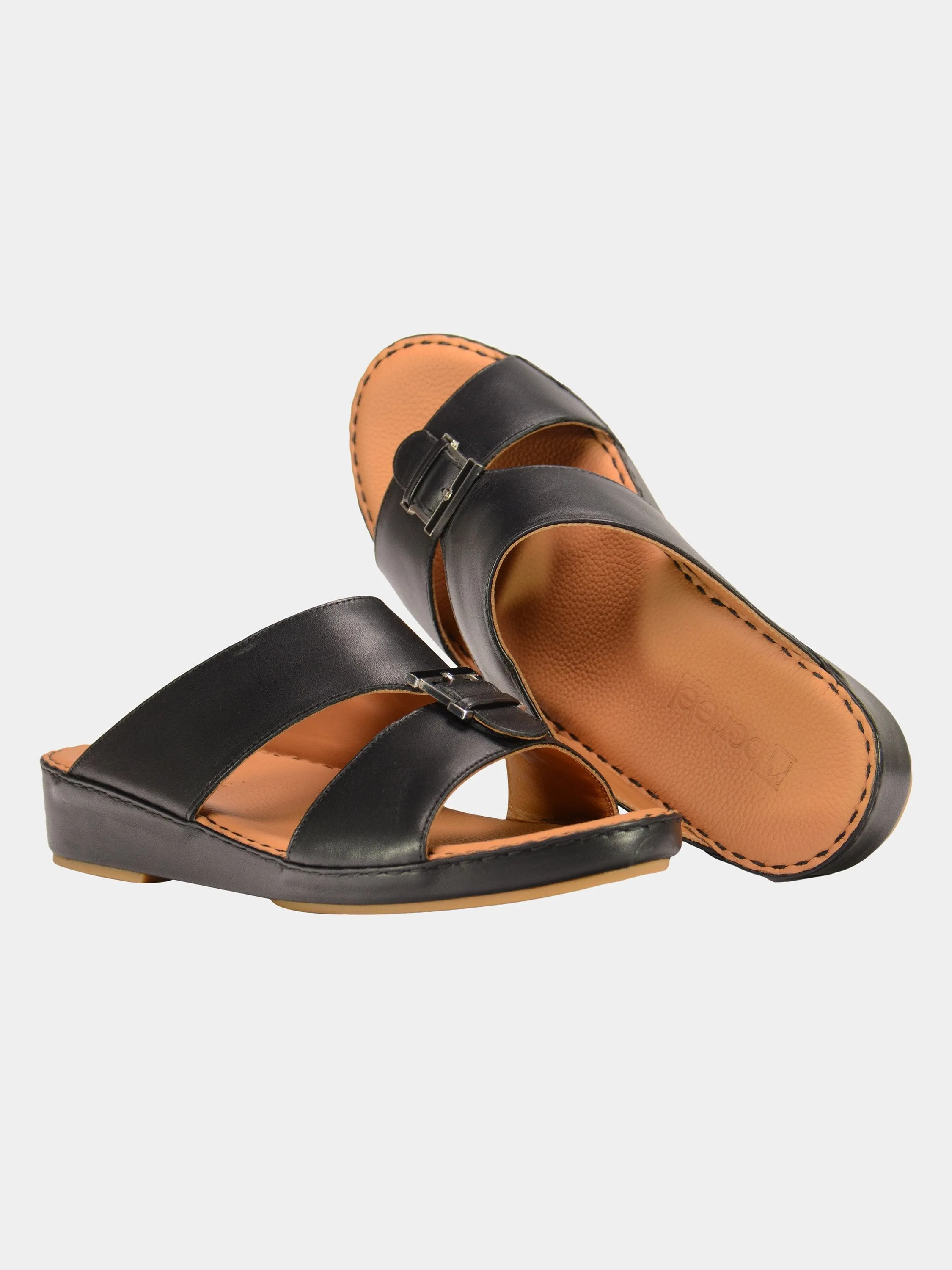 Barjeel Uno 001922 Stitch Detail Arabic Leather Sandals