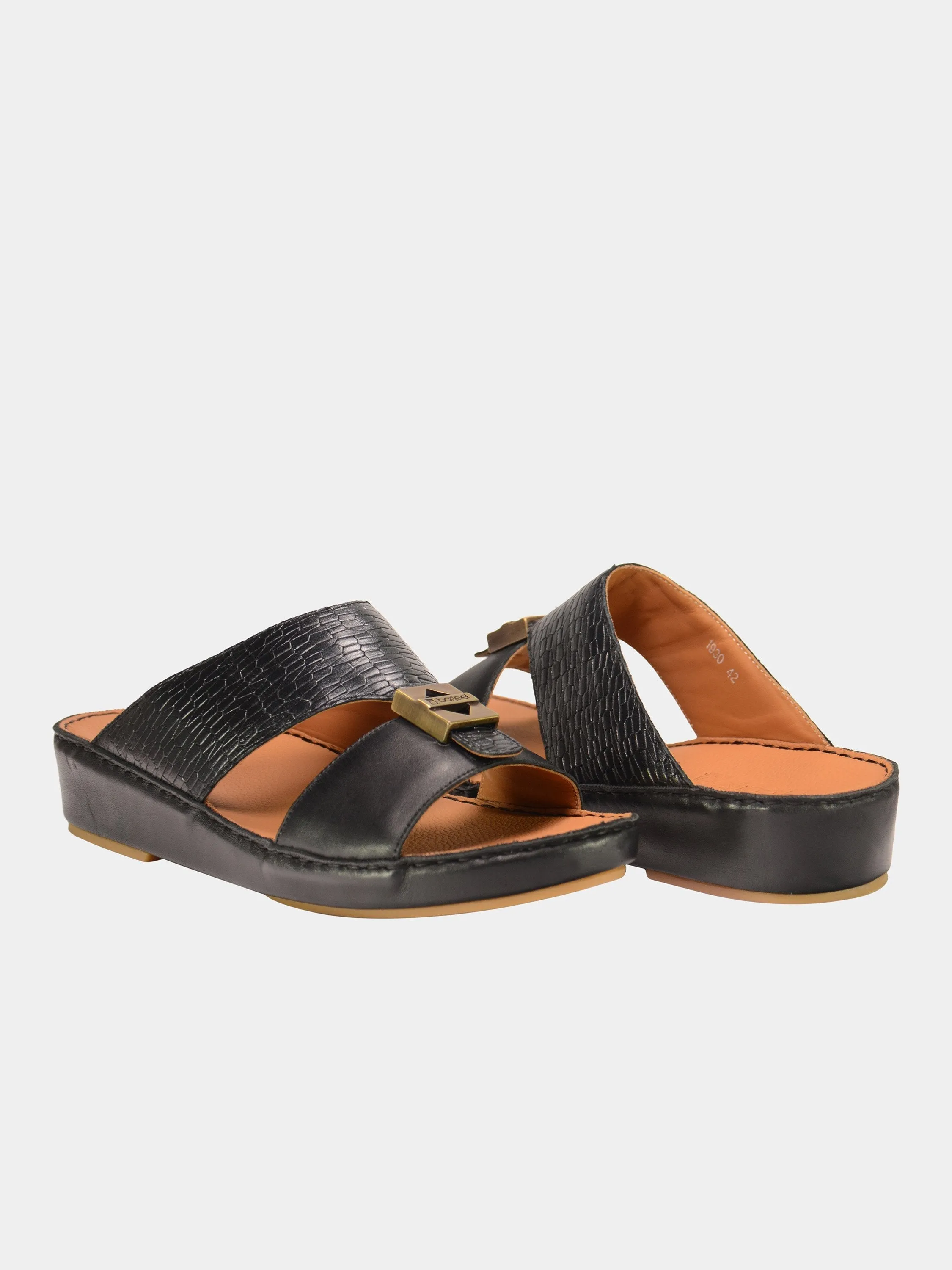 Barjeel Uno 001930 Croc Effect Arabic Leather Sandals