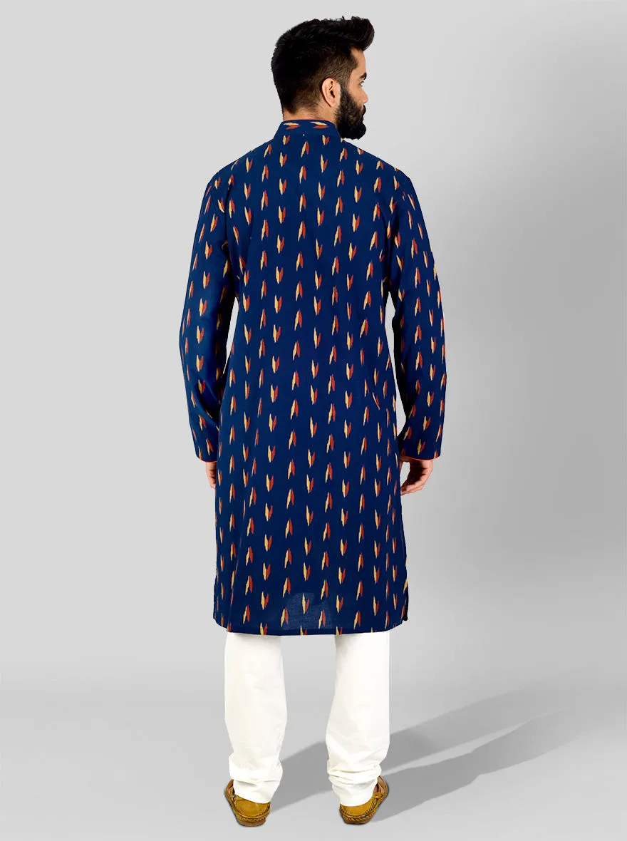 Blue, Beige & Red Kurta | Azania