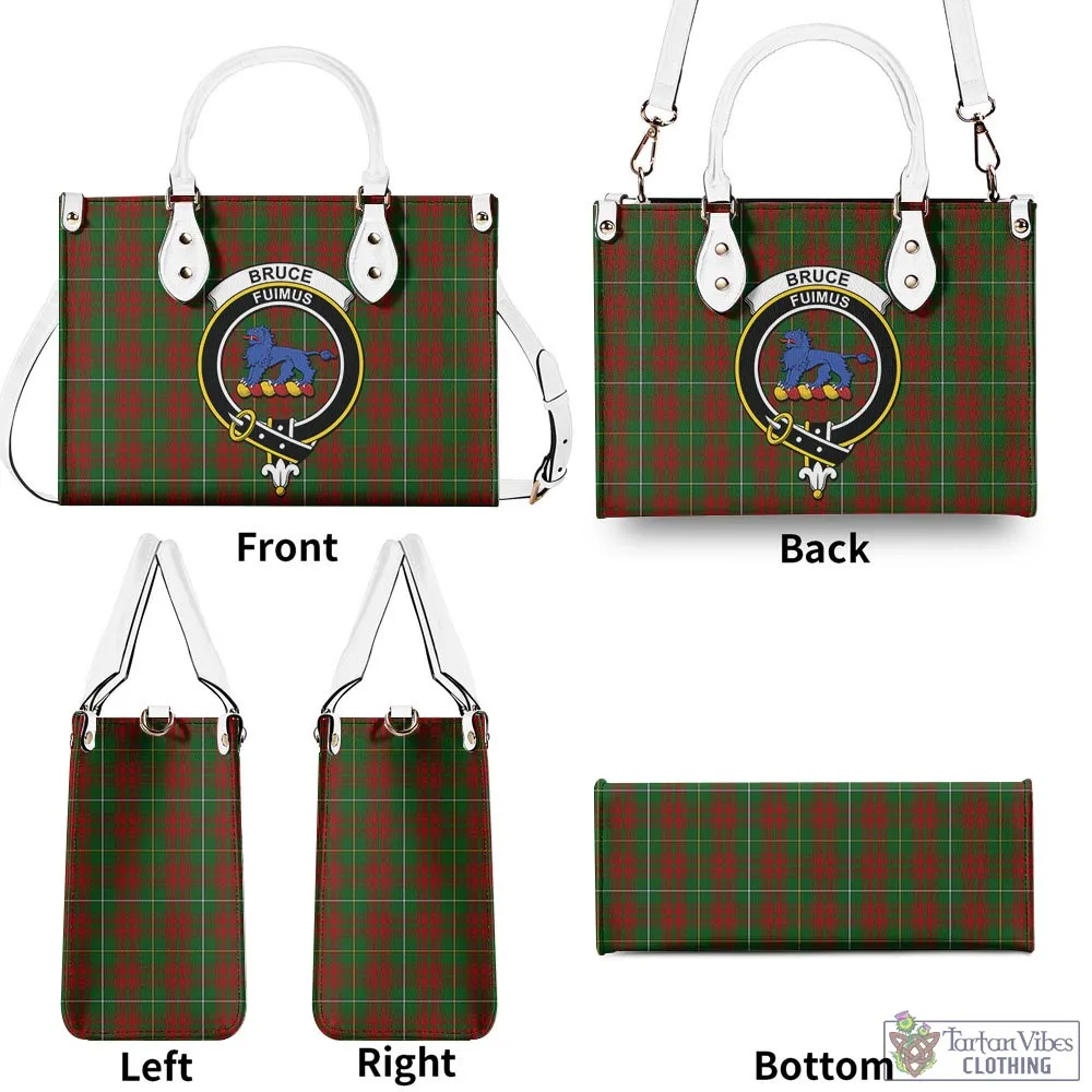 Bruce Hunting Tartan Luxury Leather Handbags with Family Crest