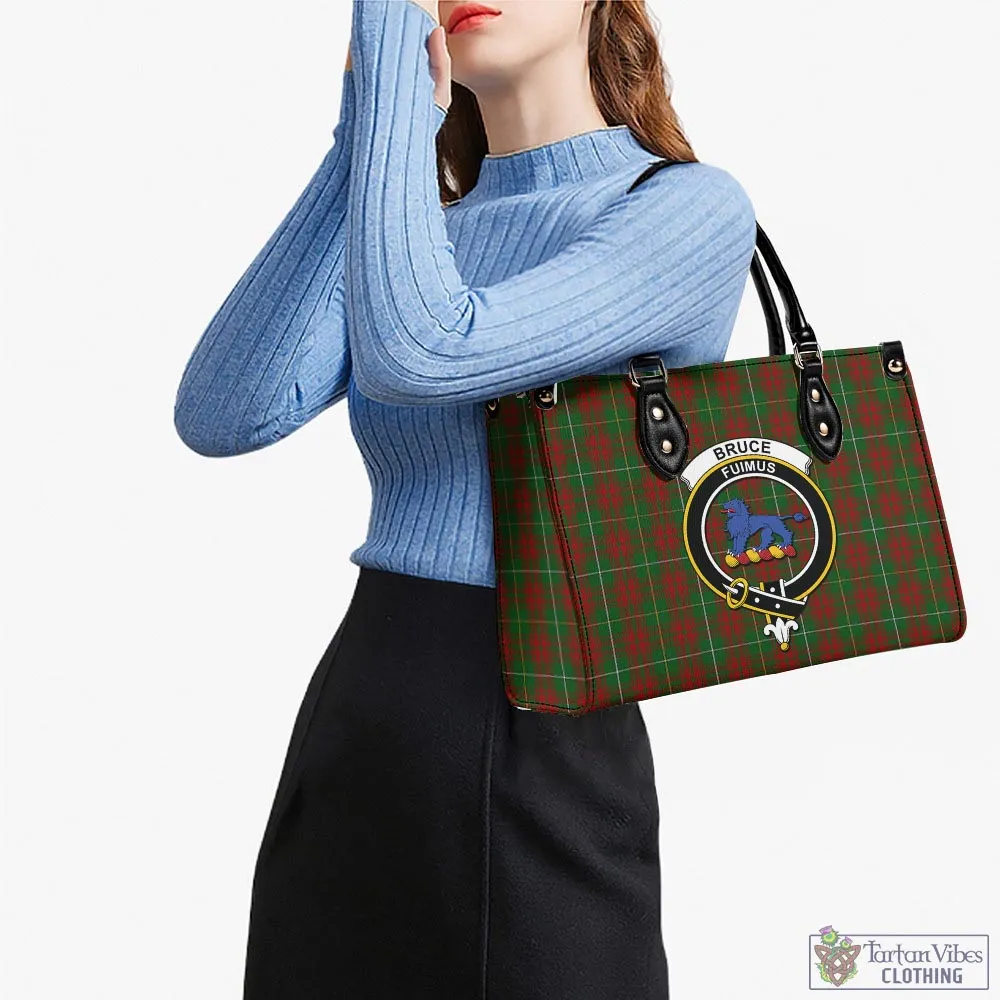 Bruce Hunting Tartan Luxury Leather Handbags with Family Crest