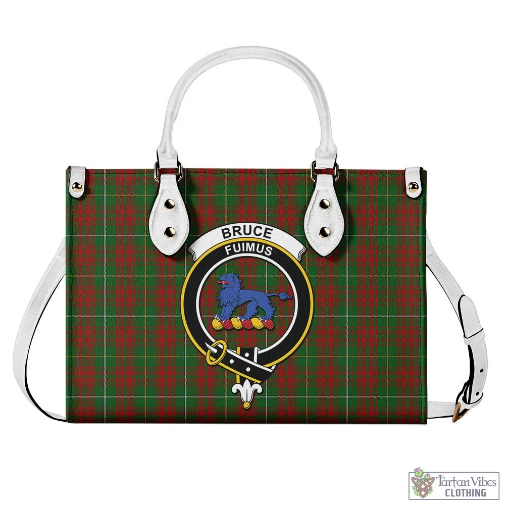 Bruce Hunting Tartan Luxury Leather Handbags with Family Crest