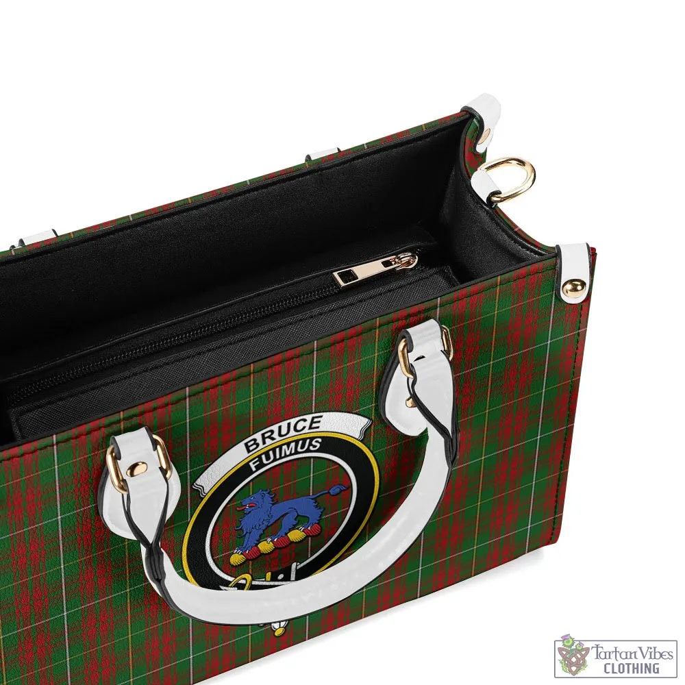 Bruce Hunting Tartan Luxury Leather Handbags with Family Crest