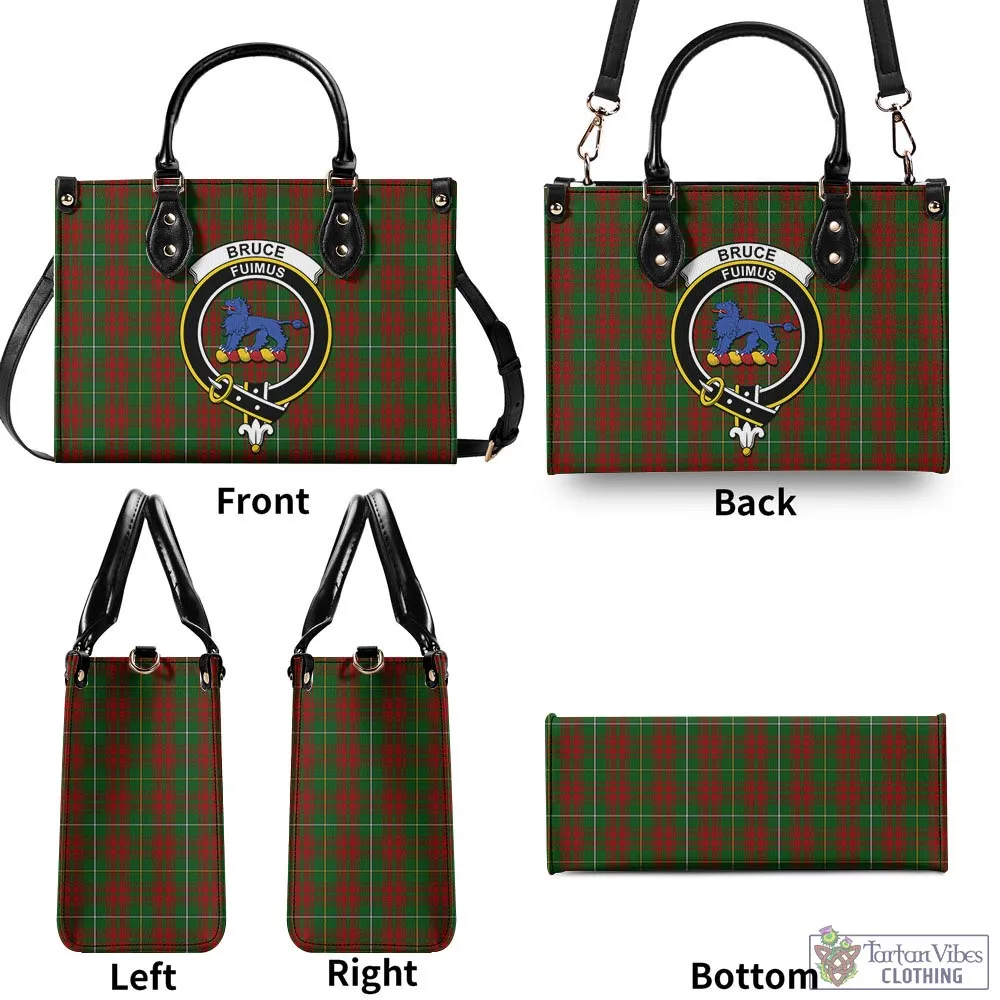 Bruce Hunting Tartan Luxury Leather Handbags with Family Crest