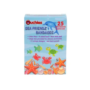 Cosrich Ouchies Sea Friendz Adhesive Bandage, for Kids, 25 Count