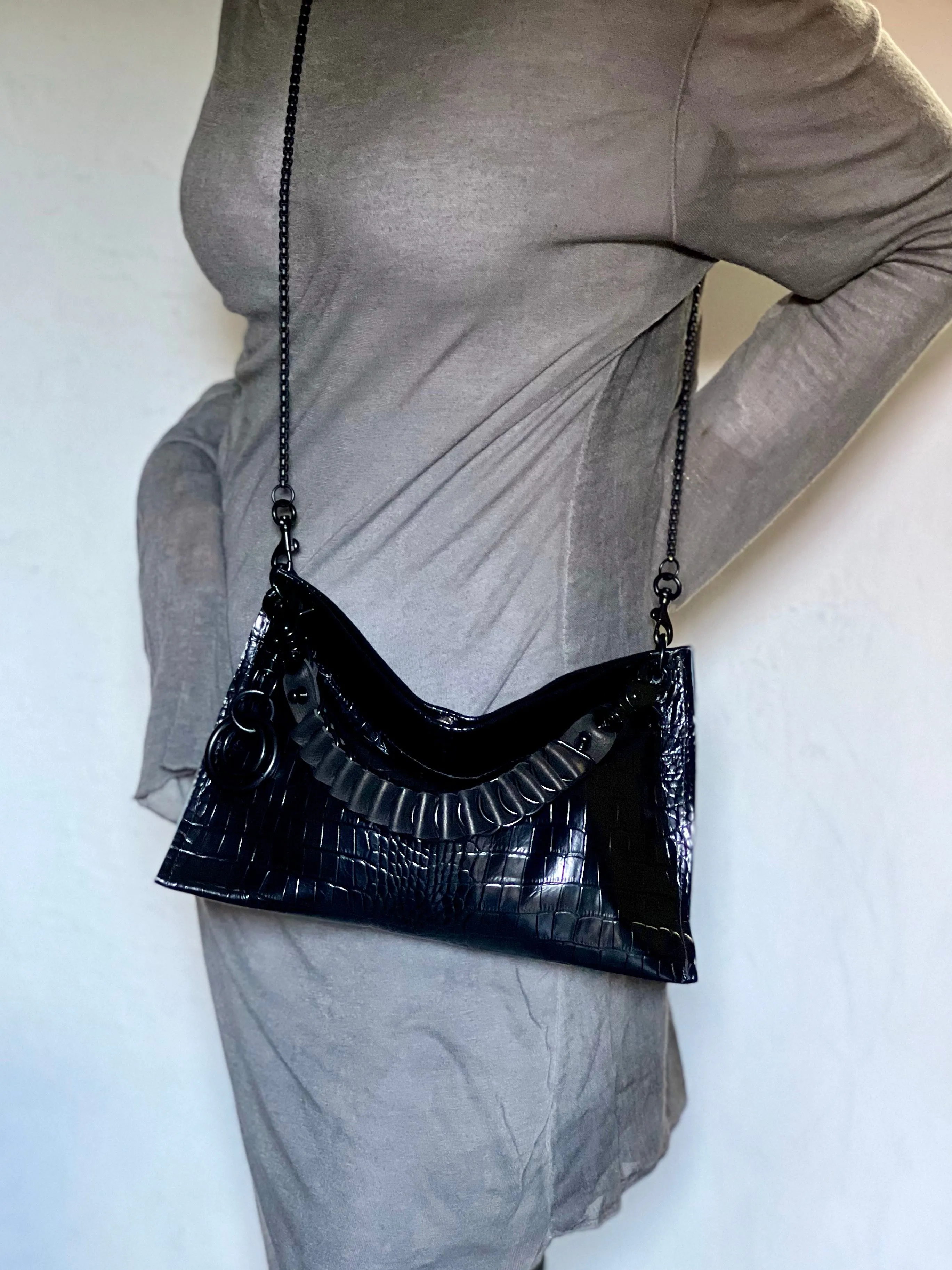 Croc Embossed Drop Pouch Crossbody