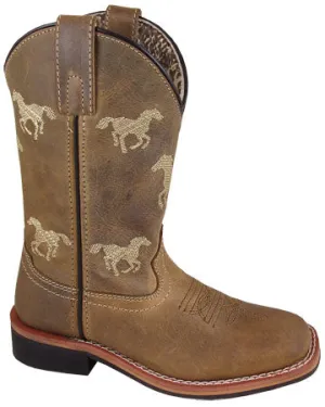 Distressed Brown Square Toe Rancher Boots for Kids from Smoky Mountain Boots