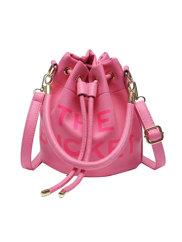 Drawstring Letter Print Crossbody Bags Handbags