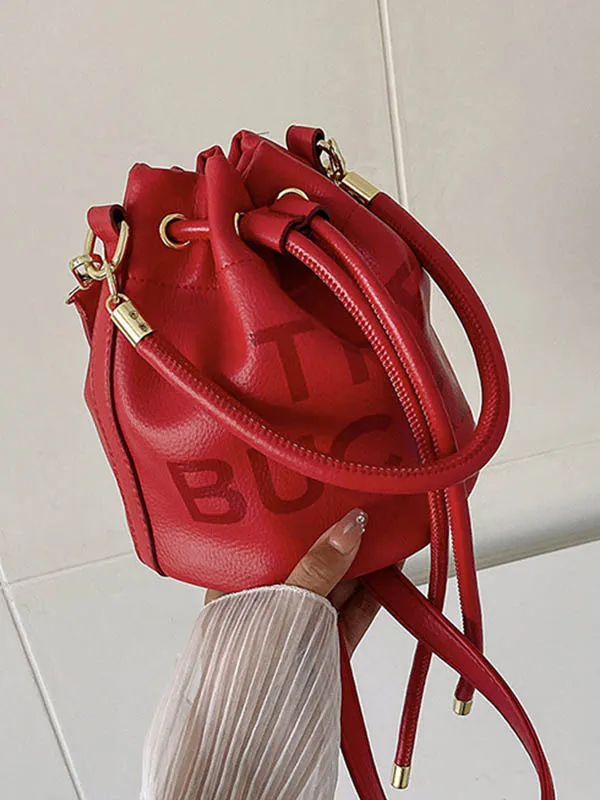 Drawstring Letter Print Crossbody Bags Handbags