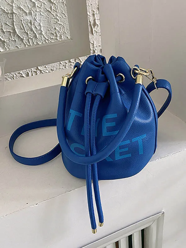 Drawstring Letter Print Crossbody Bags Handbags