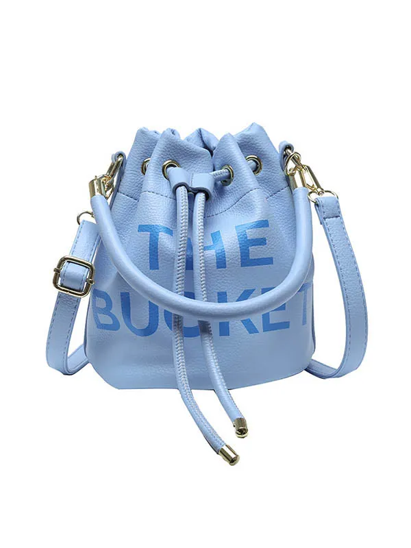 Drawstring Letter Print Crossbody Bags Handbags