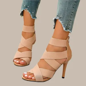 Elastic  Zipper High Heels