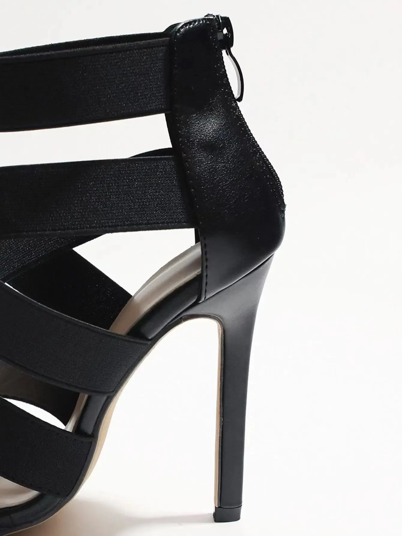 Elastic  Zipper High Heels