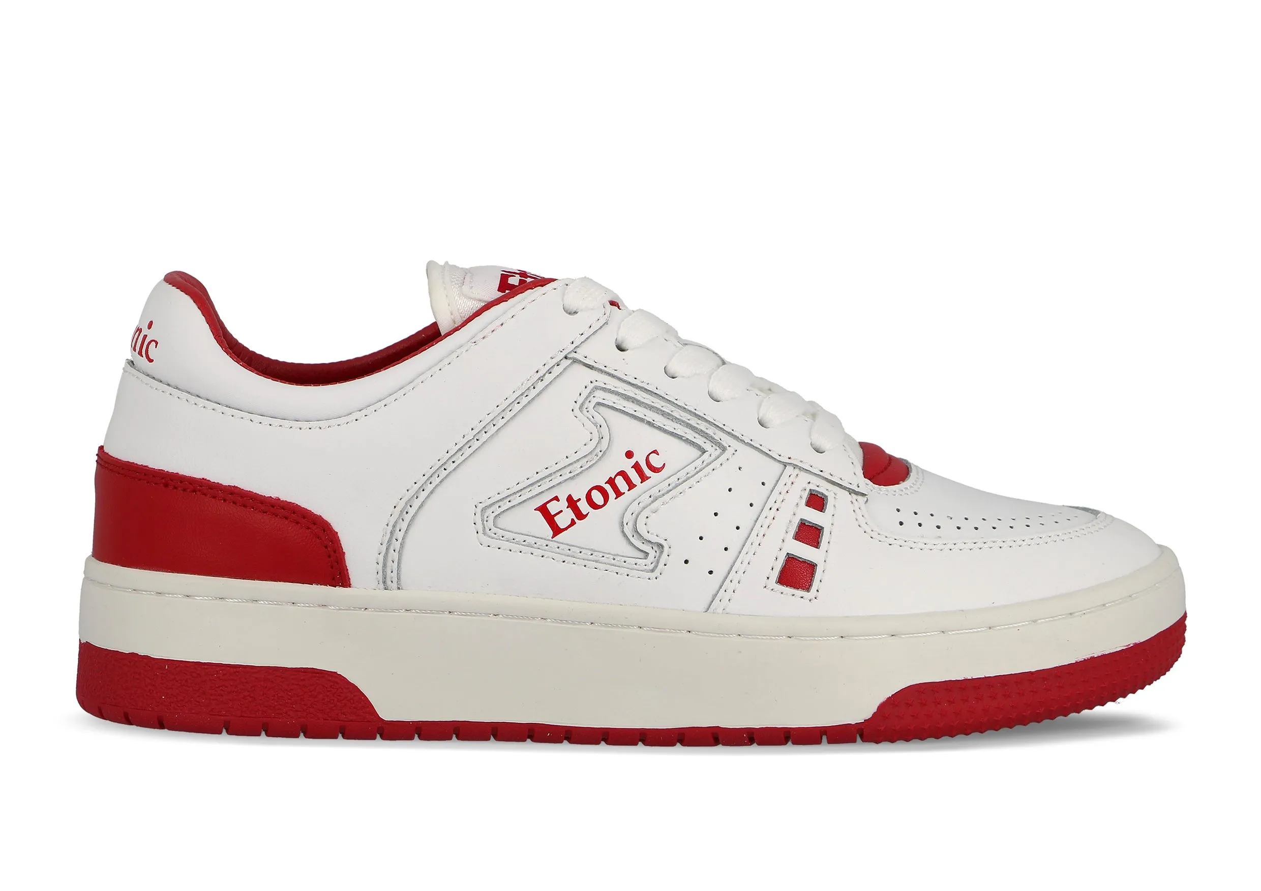 Etonic B509 sneakers in white leather with red inserts and details