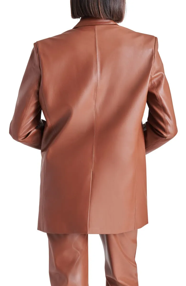 Faux Leather Casual Blazer