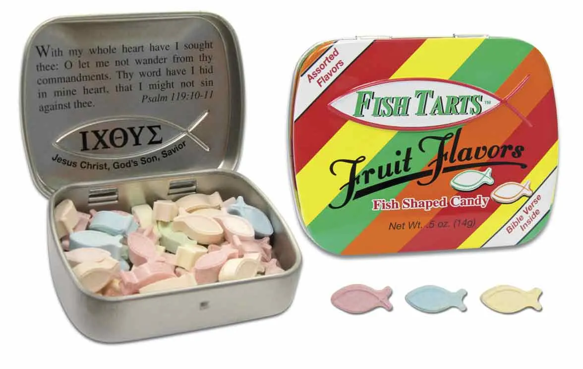 Fruit Flavored Tart Fish Shaped Pocket Tins, 9 Count