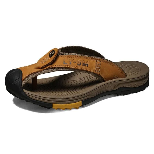 Genuine Leather Slippers Men Casual Flip Flop