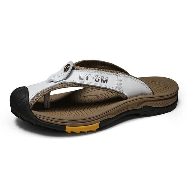 Genuine Leather Slippers Men Casual Flip Flop