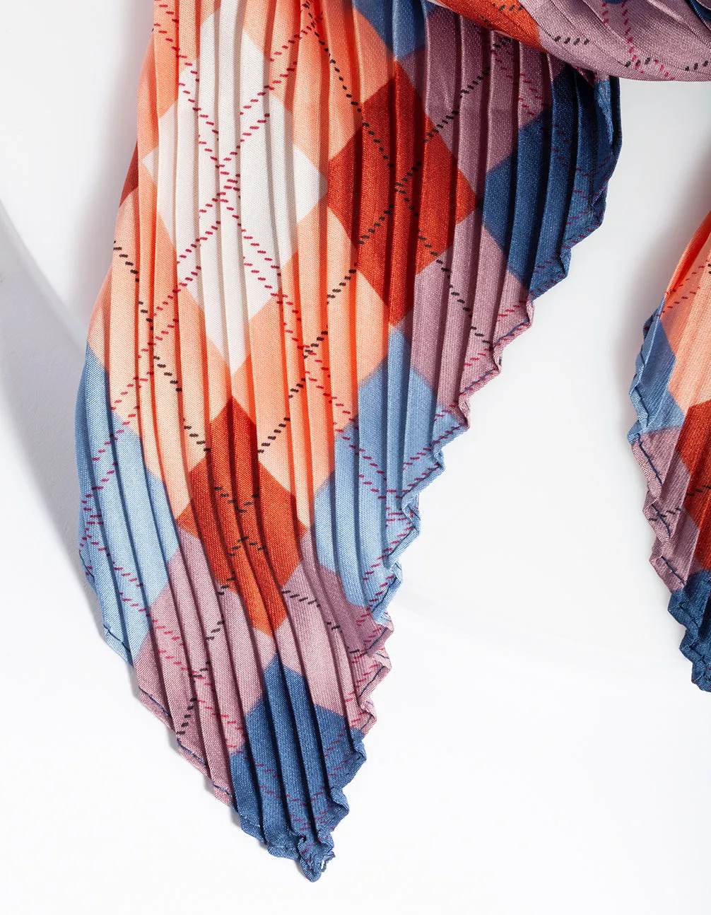 Geometric Blush Pleated Fabric Bandana Hair Scarf