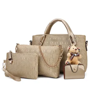 H1762 - Embossed four-piece Handbag Set