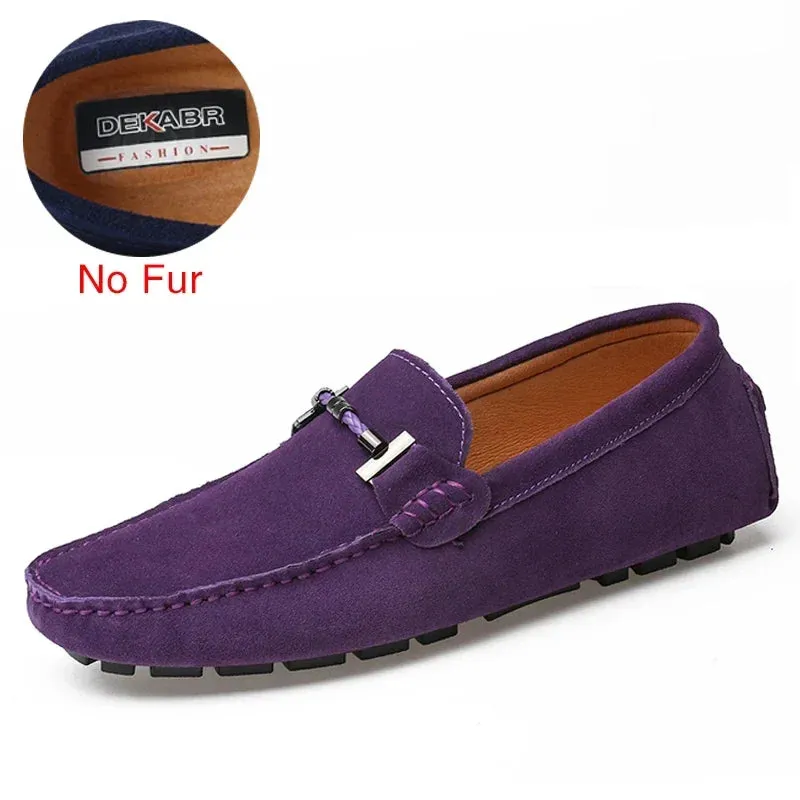 Handmade Men Loafers Luxury Genuine Leather Casual Shoes Comfortable Soft Driving Shoes Warm Fur Plus Office Moccasins