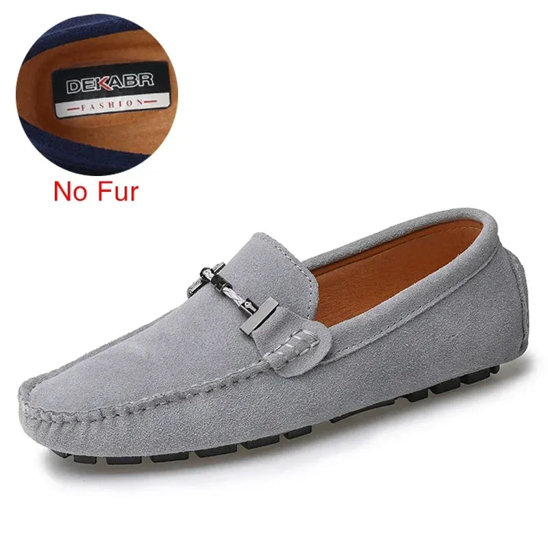 Handmade Men Loafers Luxury Genuine Leather Casual Shoes Comfortable Soft Driving Shoes Warm Fur Plus Office Moccasins