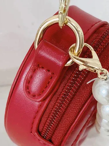 Heart of Pearl Red Crossbody Handbag