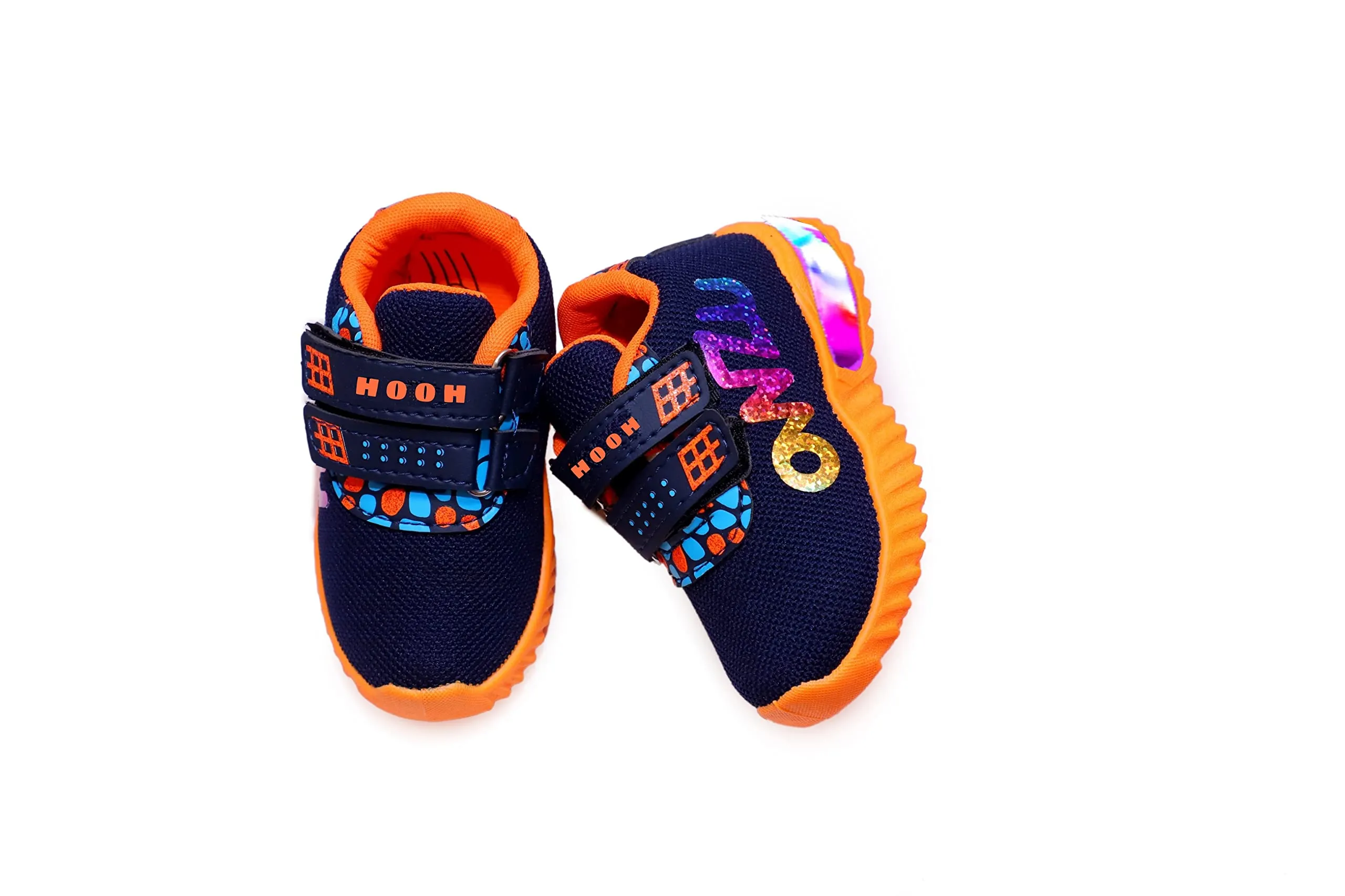 HOOH-Now comfort in Fashion Boy's, Girl's Latest Fashion LED Light Sneakers Sports Shoes (Saffron, 3_Years)