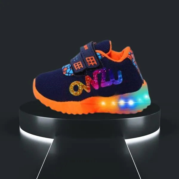 HOOH-Now comfort in Fashion Boy's, Girl's Latest Fashion LED Light Sneakers Sports Shoes (Saffron, 3_Years)