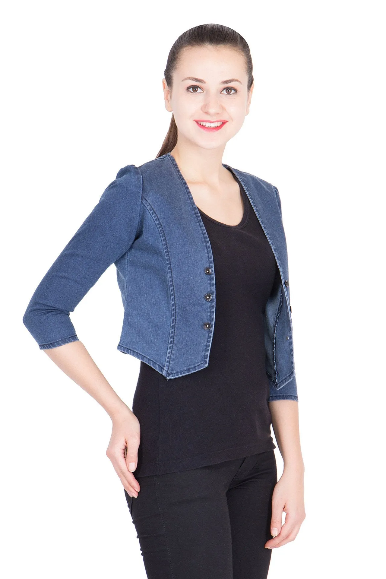 Kopyneko Women's Denim Blue Shrugs