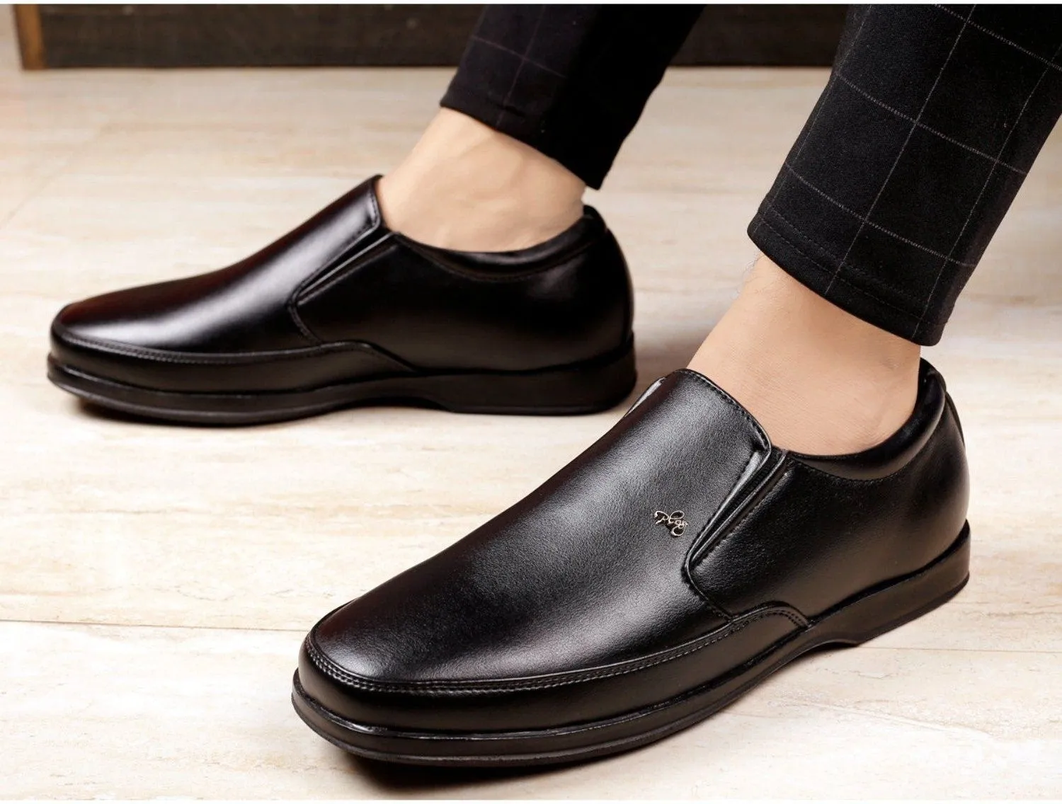 Latest Men's Faux Leather Formal Shoes - MOCCA