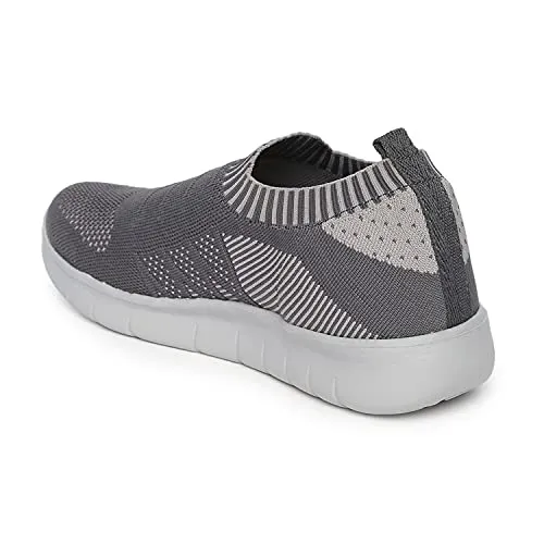 Marc Loire Slip-On Sneakers for Women, Lightweight & Comfortable Walking Sports Shoes Without Laces Grey