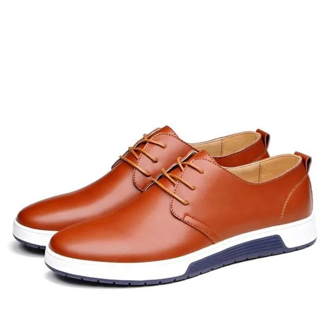 Mens Casual Daily Lace up Leather Shoes