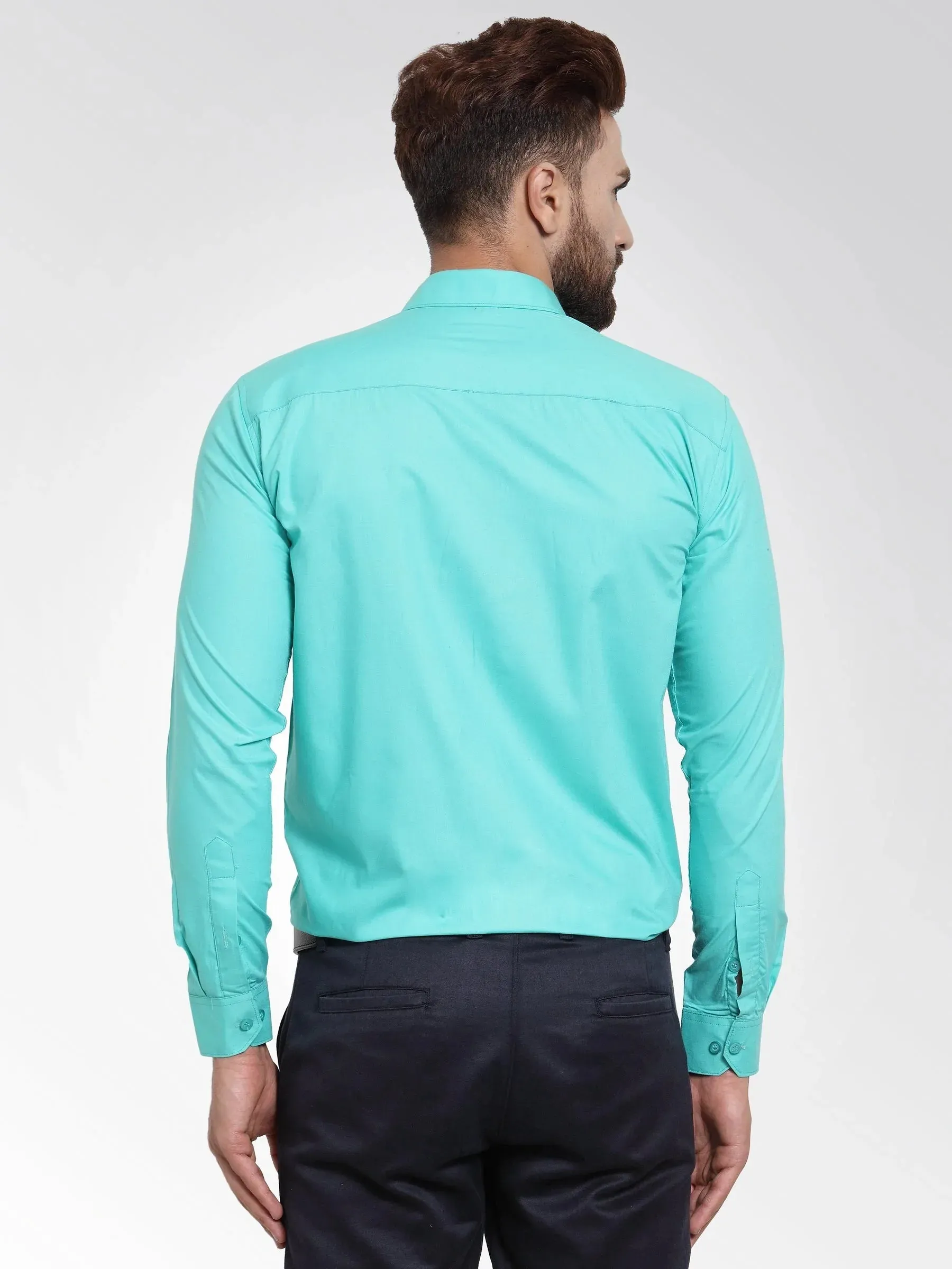 Men'S Cotton Solid Aqua Blue Formal Shirt'S