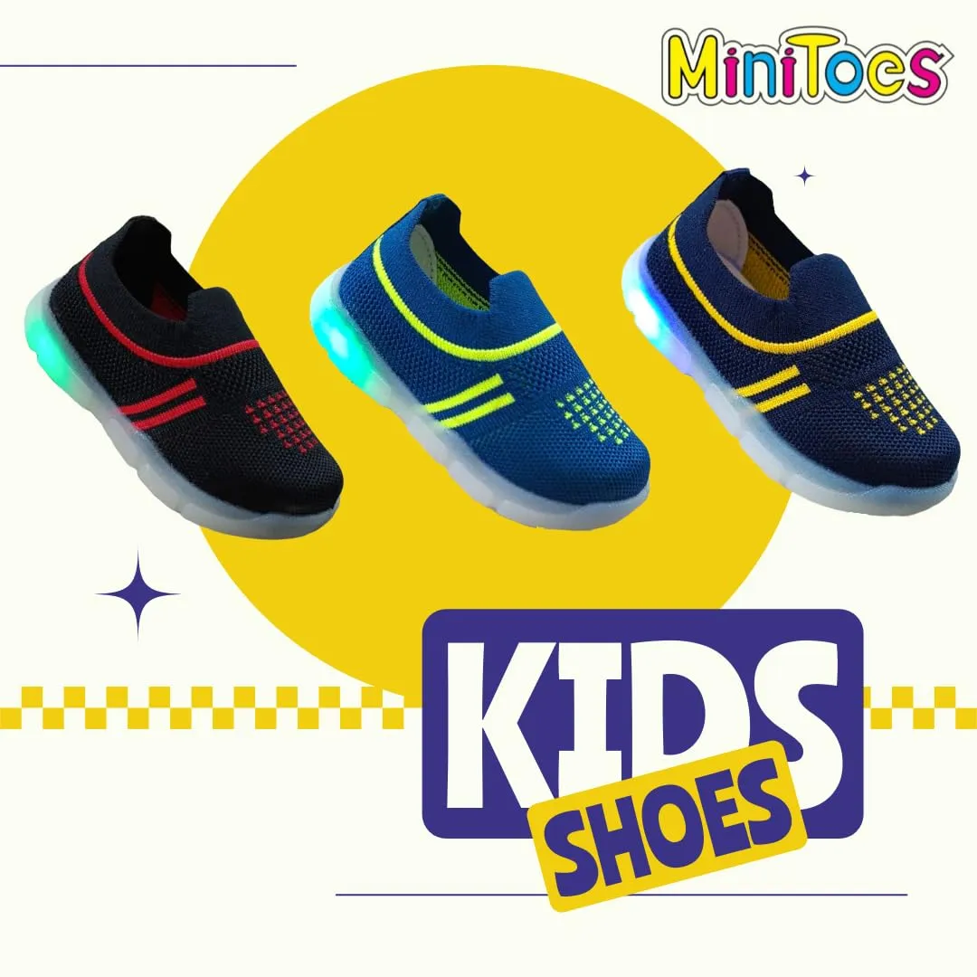 MiniToes Rider 01 | Kids LED Light Shoes for Boys and Girls | Teel Blue | 21-24 Months