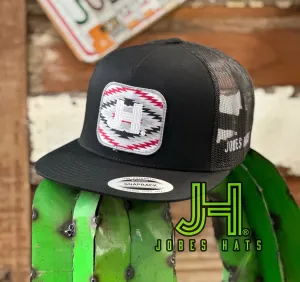 New 2023 Jobes Hats Trucker Cap -All Black Zig Zag Patch