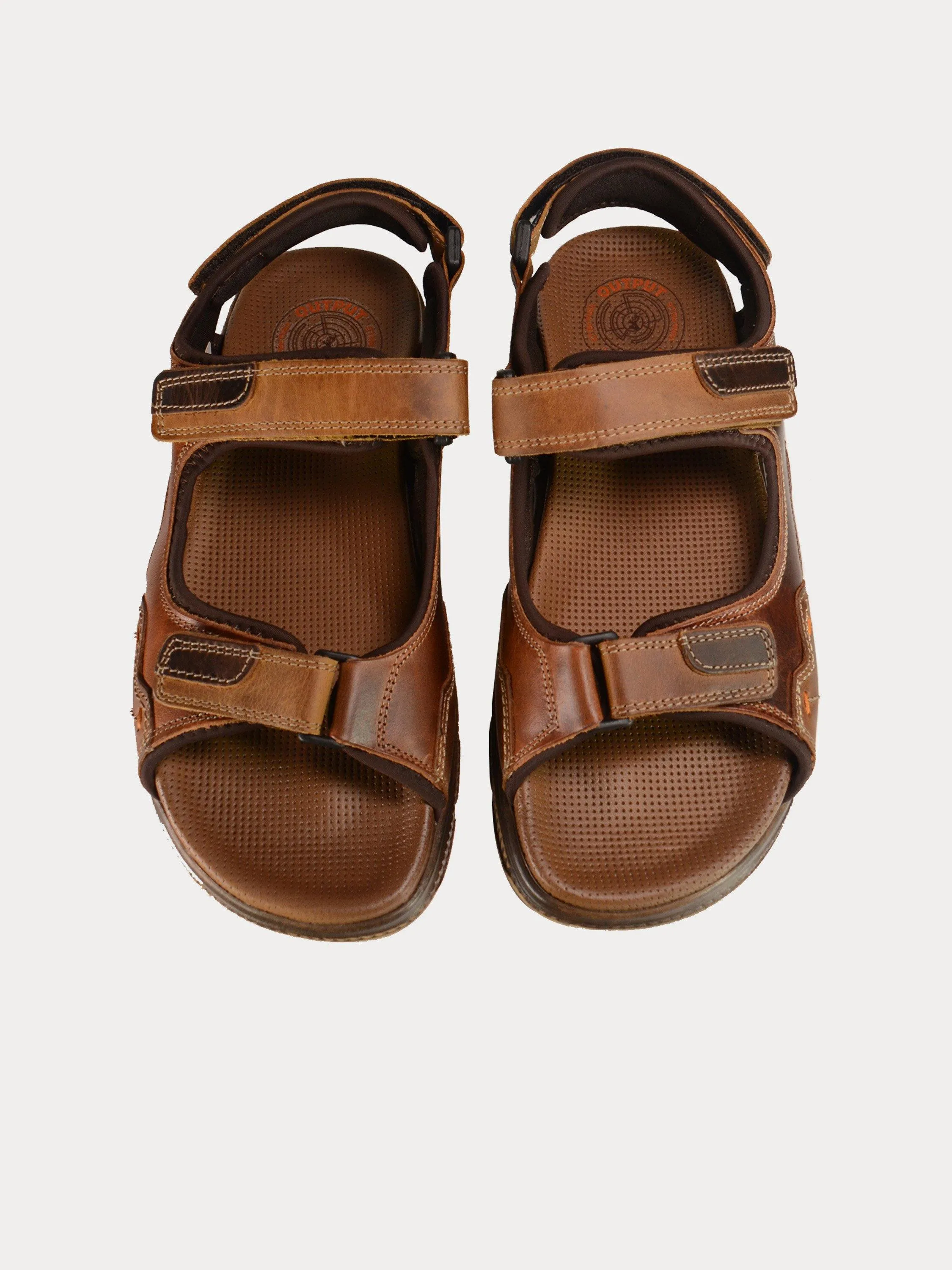 Output Men Outdoor Sandals in Brown Leather