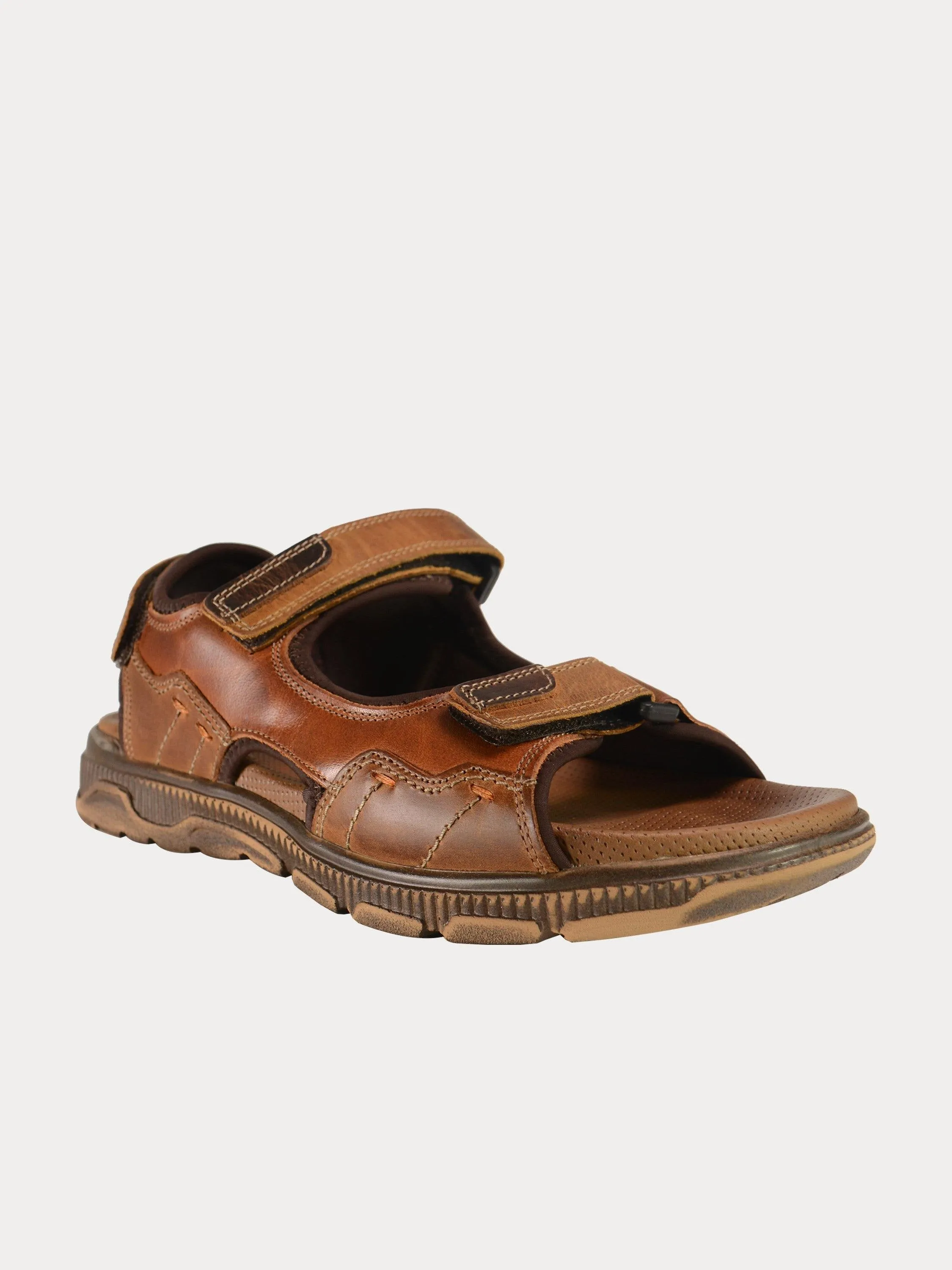 Output Men Outdoor Sandals in Brown Leather