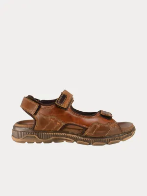 Output Men Outdoor Sandals in Brown Leather