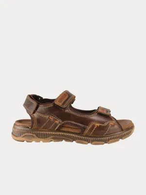 Output Men's Outdoor Sandals in Brown Leather