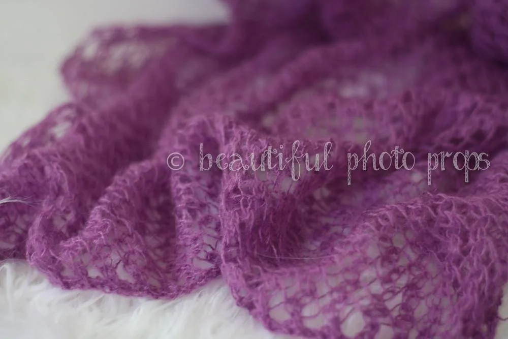 Purple Mohair Knit Baby Wrap