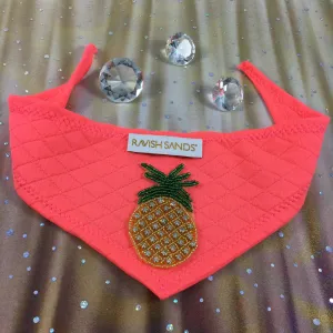 Ravish Pet Designer Pineapple Rhinestone Scarf (neon coral/orange) $19.99